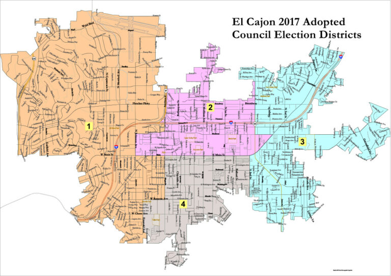 El Cajon Prefers 2017 District Map The East County Californian   Redistricting 768x543 