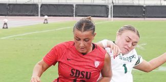 Lady Aztecs take down Lady Rams with tropical storm